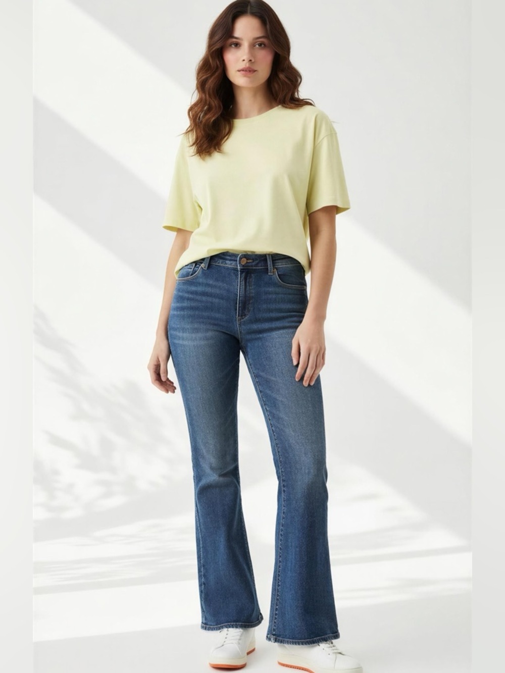 Kut from the Kloth Ana High Rise Fab Ab Medium Blue Flare Jeans Size 12